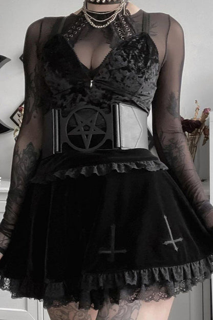 Embroidered Lace High Waist Skirt