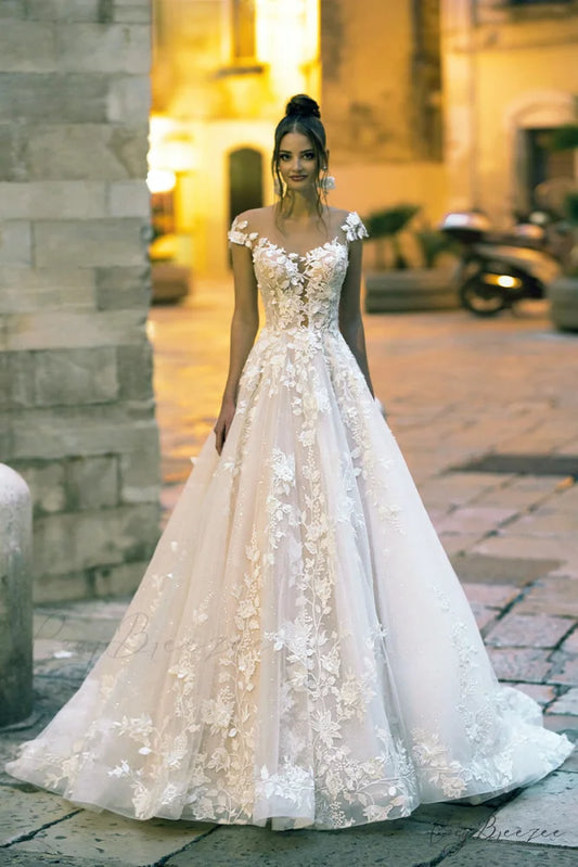 Cecilia Lace Graceful A-Line Wedding Dress Ivory / 2
