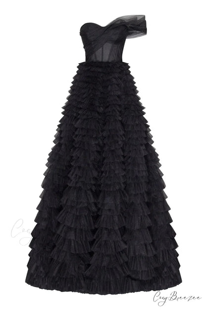 Celebrate Romance Frill Trendy Layered Evening Dress