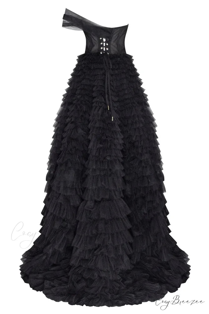 Celebrate Romance Frill Trendy Layered Evening Dress
