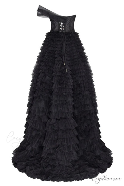 Celebrate Romance Frill Trendy Layered Evening Dress