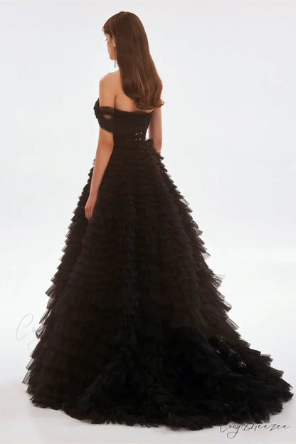 Celebrate Romance Frill Trendy Layered Evening Dress