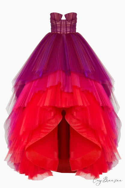 Celebration Time Asymmetrical Trendy Strapless Maxi Dress