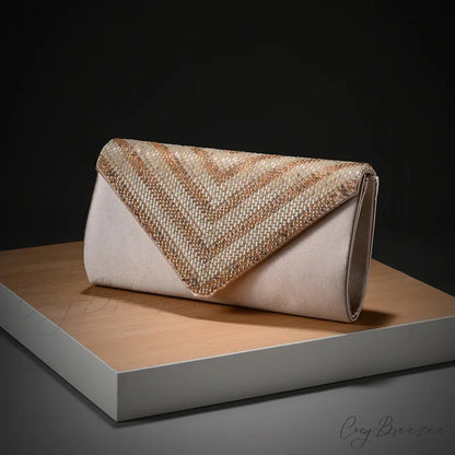Celebrity Rhinestone Shiny One-Shoulder Clutch 1466beige clutchbag-250126