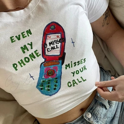 Cell Phone Stylish Graphic White Tee White / S
