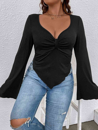 Top with Arm Plunge Flare Detail