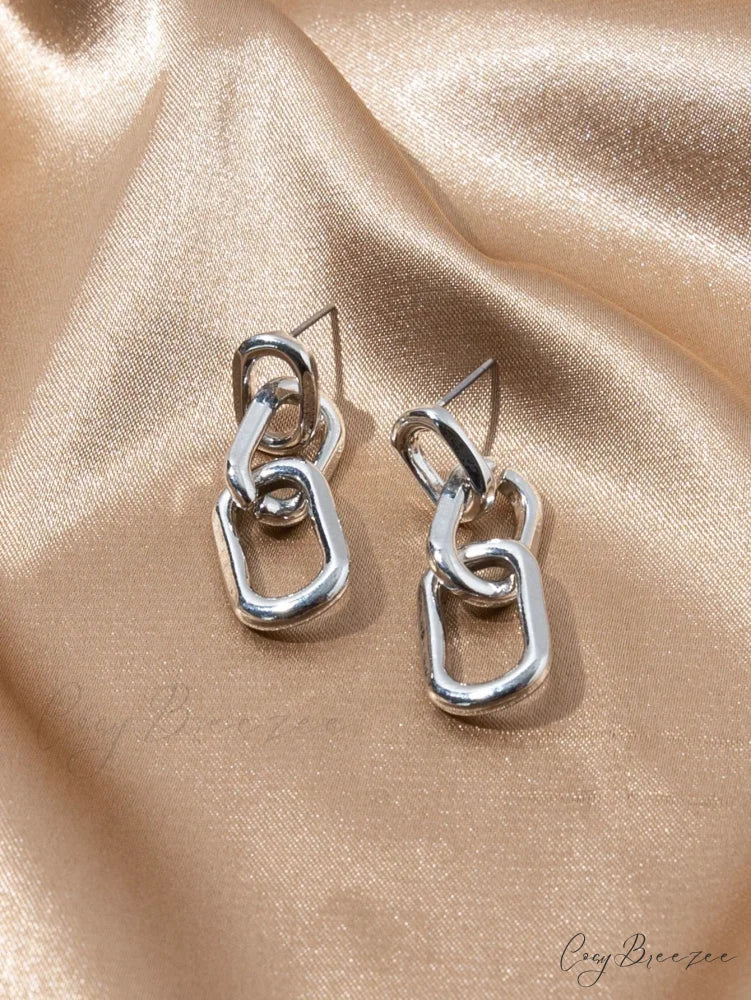 Chain Design Drop Earrings Silver / one-size
