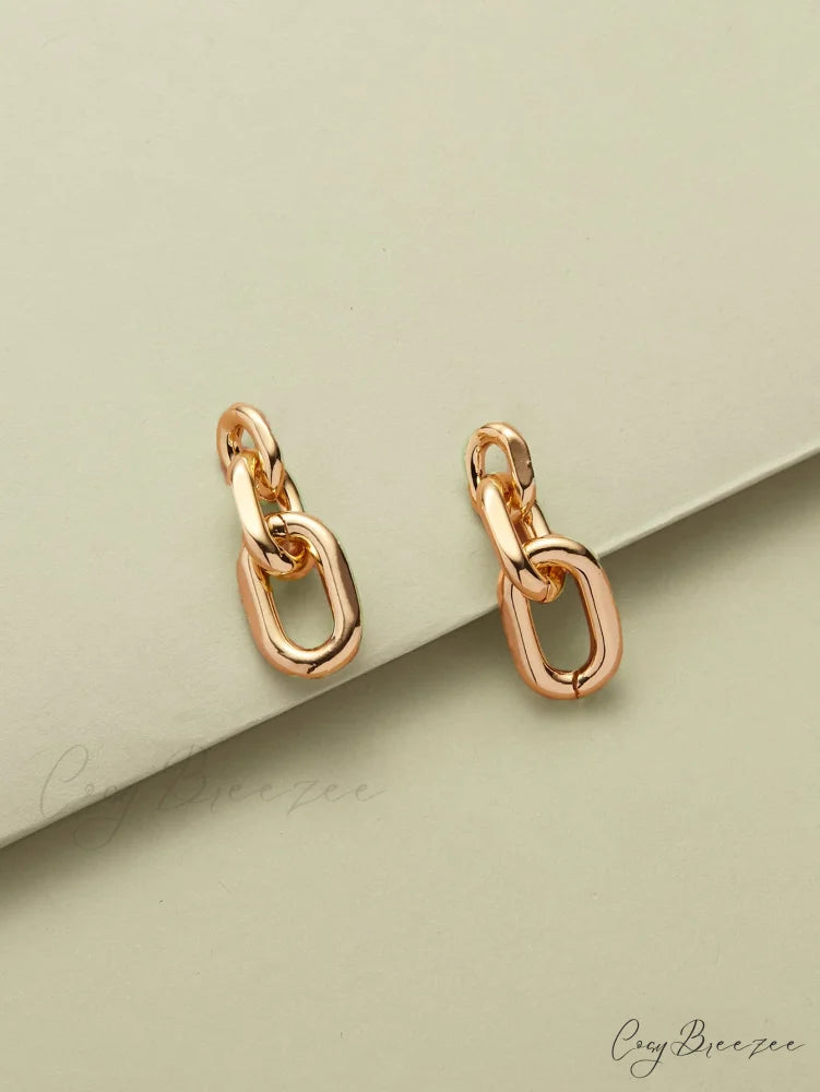 Chain Design Drop Earrings Yellow Gold / one-size