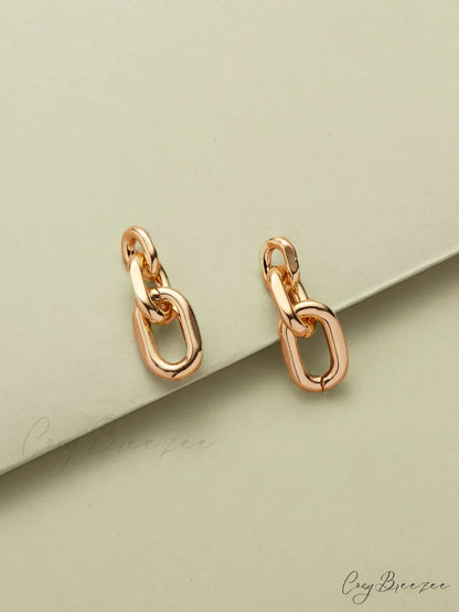 Chain Design Drop Earrings Yellow Gold / one-size