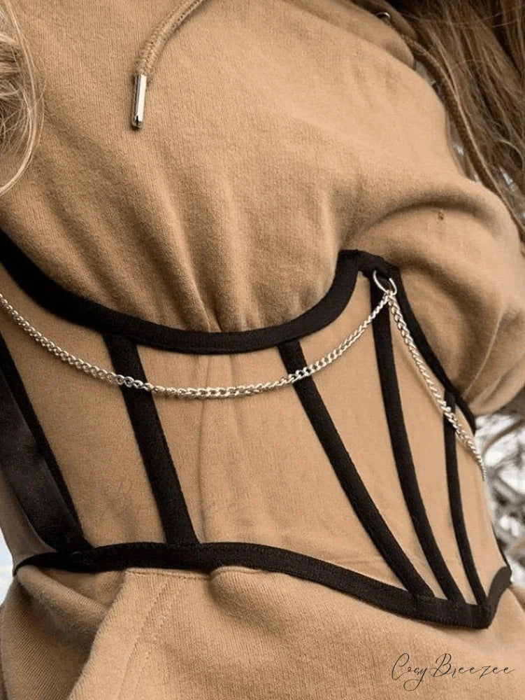 Chain Embellish Cross Trendy Over Cutout Mini Dress