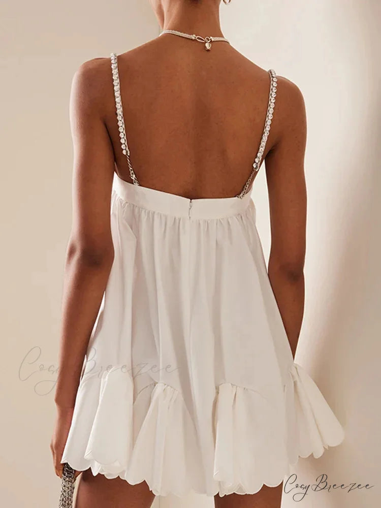 Chain Fold Sleeveless Mini Dress