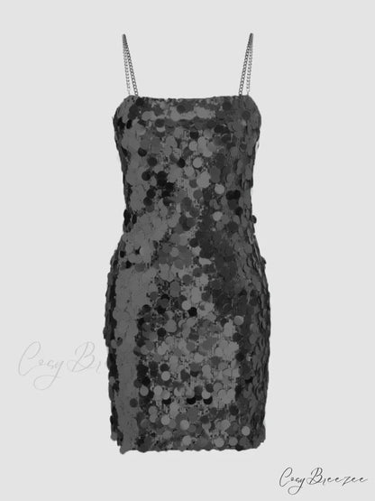 Chain Sequined Stylish Irregular Dress