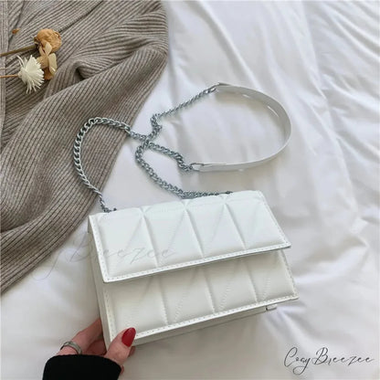 Chain Strap Embroidery Crossbody Bag White / 22x15x6cm crossbody-250126