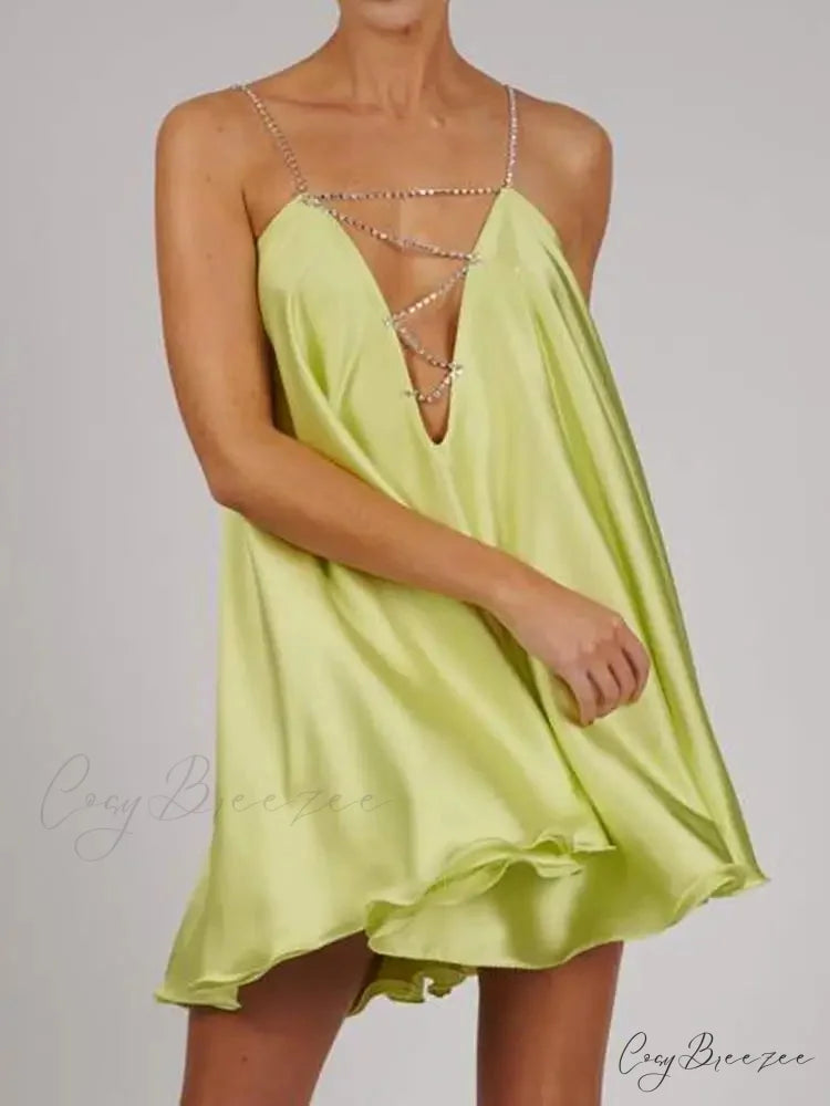 Chain Suspender Hollow Mini Dress minidress-250223