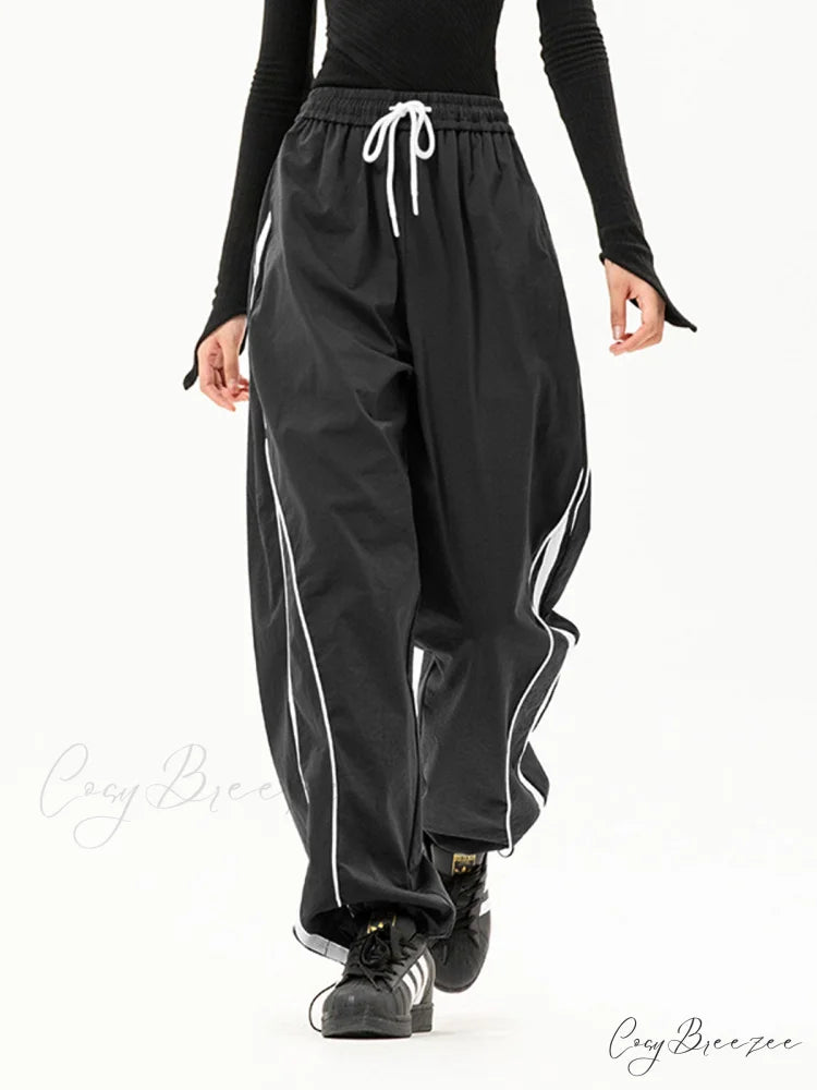 Change The Tune Trendy Drawstring Cargo Pants Grey / S
