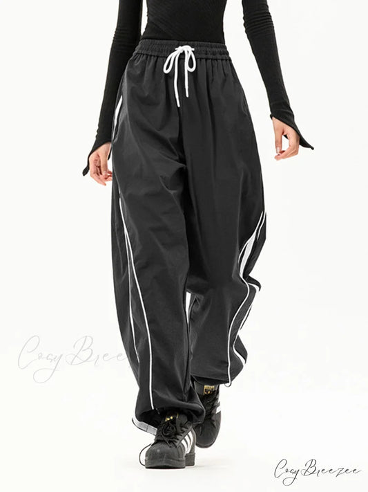 Change The Tune Trendy Drawstring Cargo Pants Grey / S