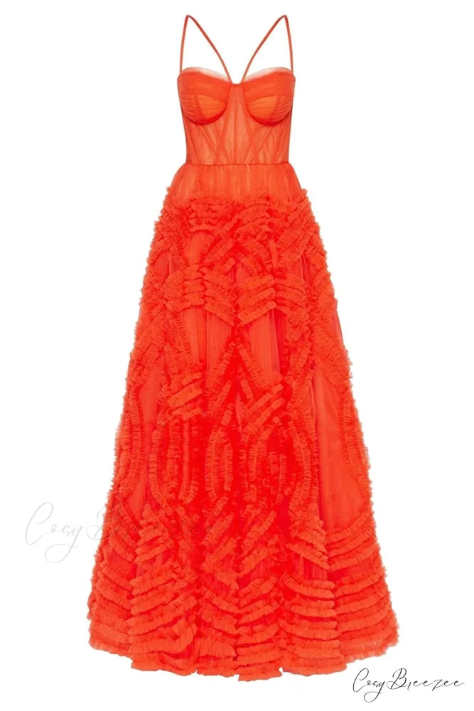 Charley A-line Graceful Tulle Maxi Dress