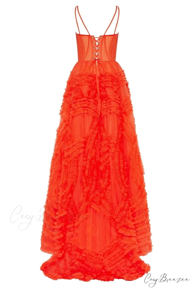 Charley A-line Graceful Tulle Maxi Dress