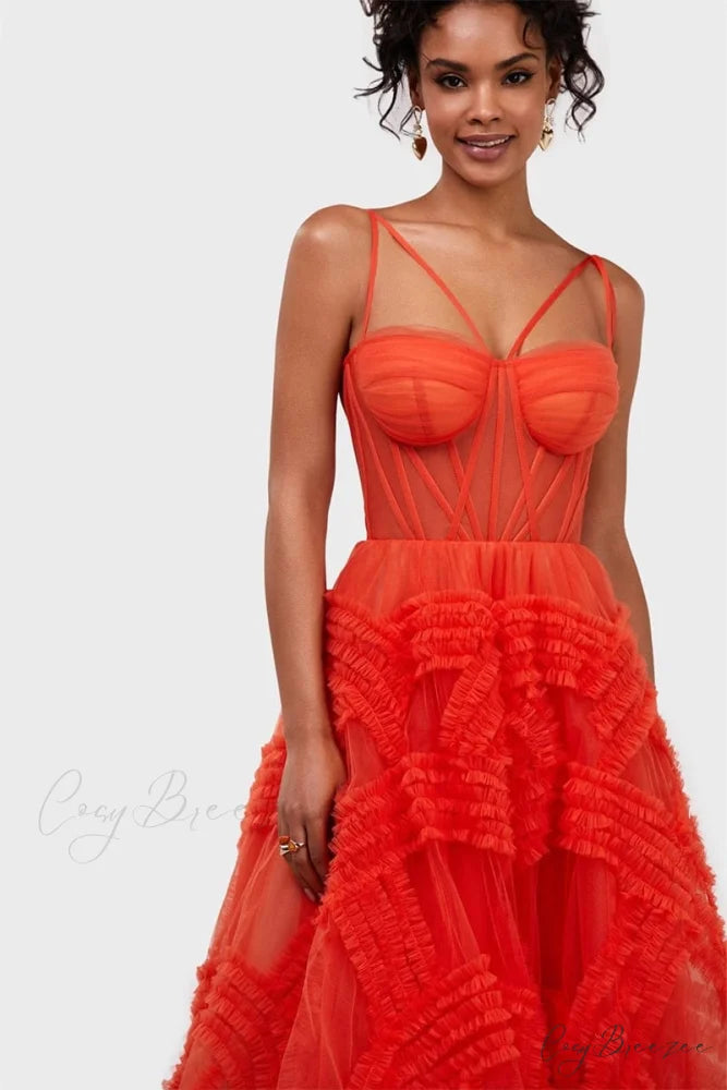 Charley A-line Graceful Tulle Maxi Dress