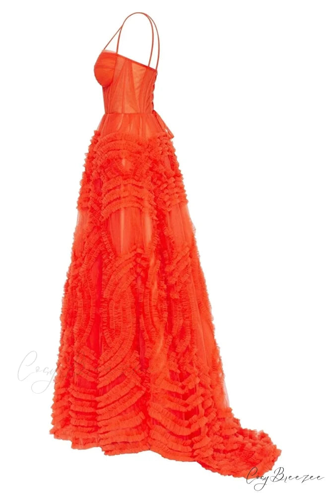 Charley A-line Graceful Tulle Maxi Dress