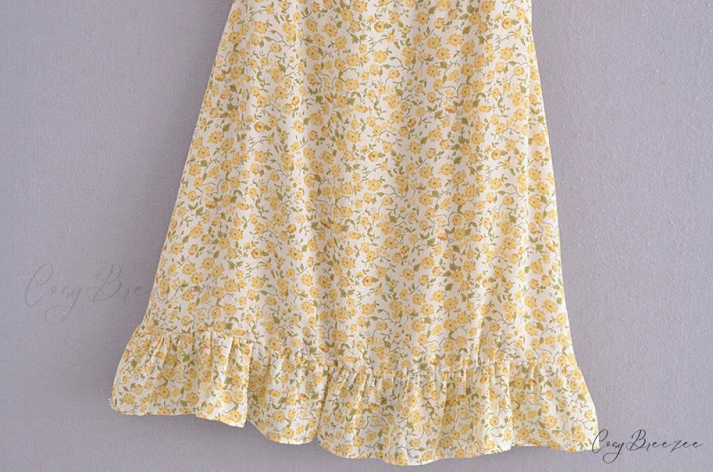 Charming Ditsy Floral Charming Ruffled Mini Dress