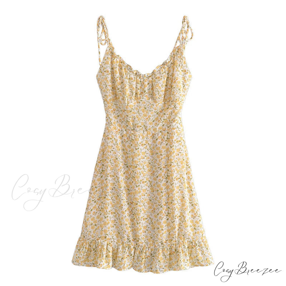 Charming Ditsy Floral Charming Ruffled Mini Dress