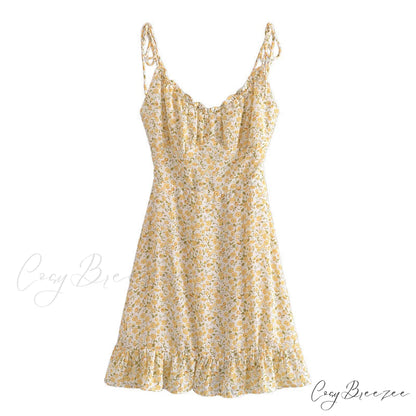 Charming Ditsy Floral Charming Ruffled Mini Dress
