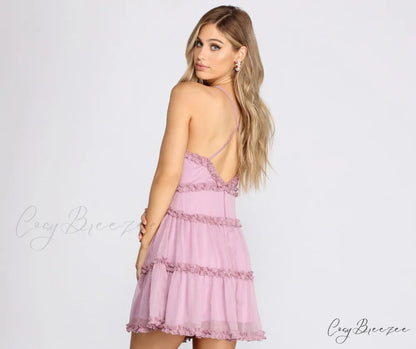 Charming Ruffles Stylish Chiffon Dress