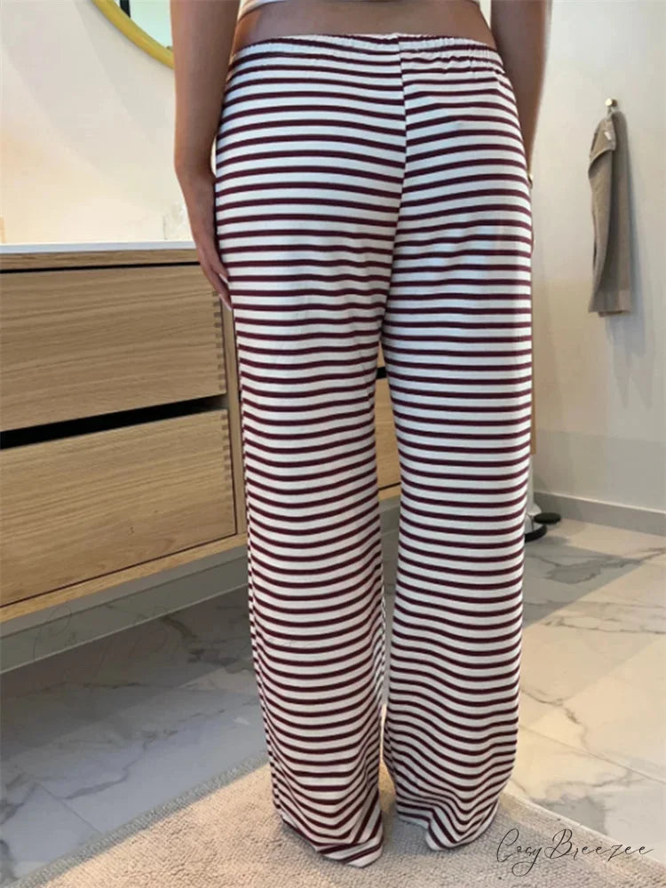 Checkered Pattern Stretchy Waist Loose Spacious Pant pant-250223