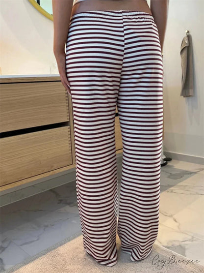 Checkered Pattern Stretchy Waist Loose Spacious Pant pant-250223