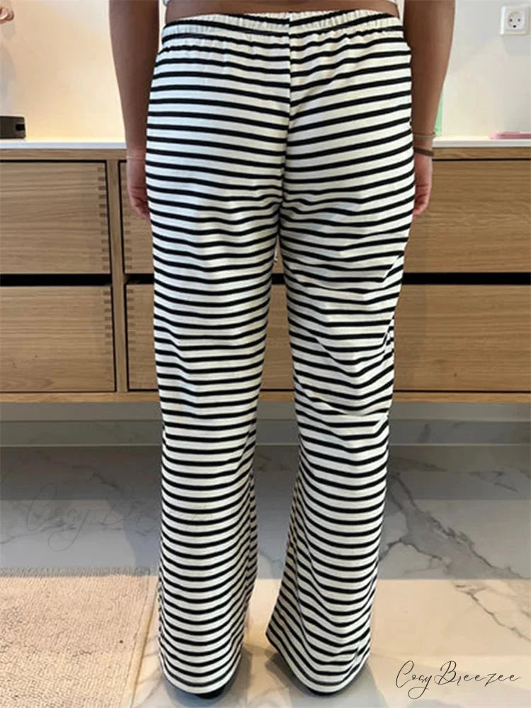 Checkered Pattern Stretchy Waist Loose Spacious Pant pant-250223