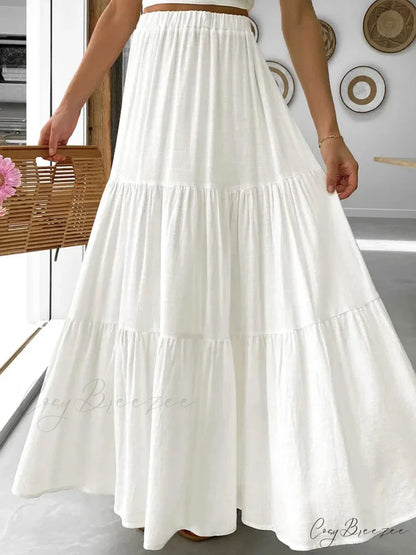 Checkered Tiered Patchwork Skirt WHITE / S skirts-250223