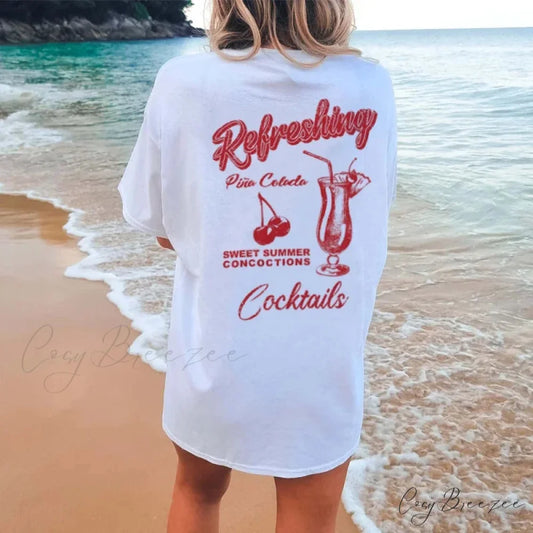 Cherry Cocktail Back Print Classic Tee WHITE / S t-shirt-250223