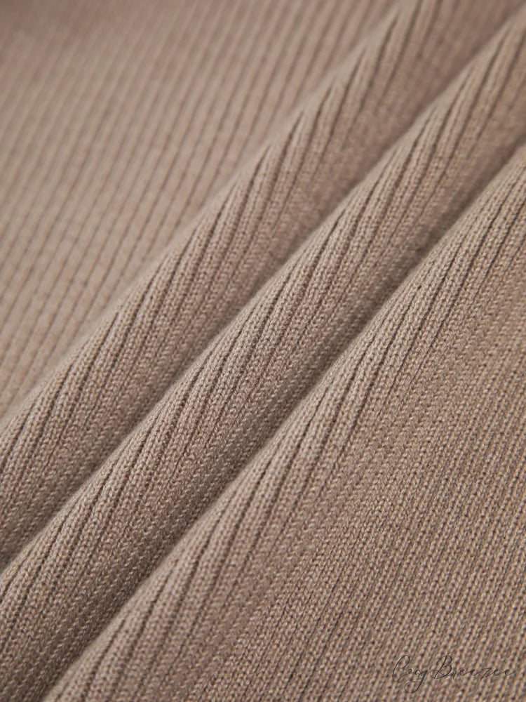 Chestnut Halter Graceful Rib Knit Top