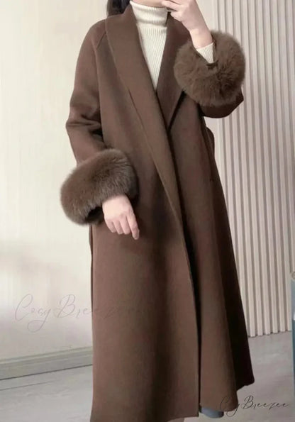 Chic Brown Woolen Tops Coat coffee / S overcoats-241228