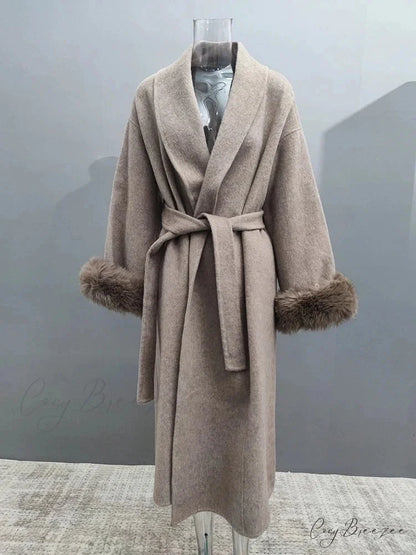 Chic Brown Woolen Tops Coat brown / S overcoats-241228