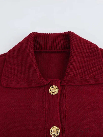 Chic Lapel Solid Single Breasted Pockets Long Knit Cardigan cardiagn-250126