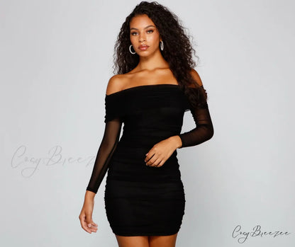 Chic Moment Mesh Charming Bodycon Mini Dress BLACK / XS