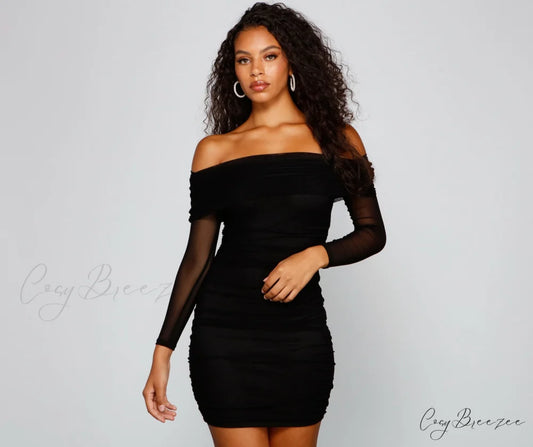 Chic Moment Mesh Charming Bodycon Mini Dress BLACK / XS