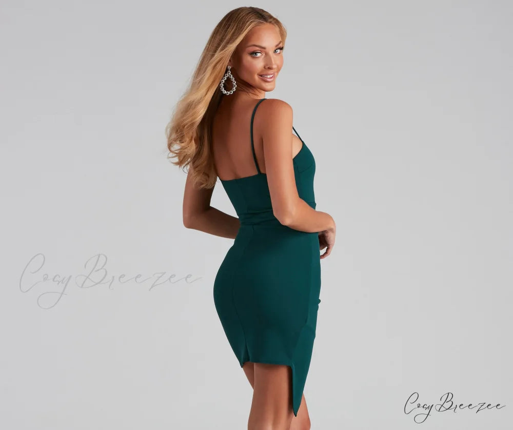 Chic Night Crepe Charming Wrap Mini Dress