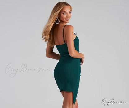 Chic Night Crepe Charming Wrap Mini Dress