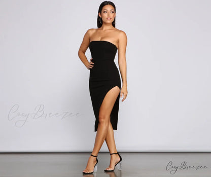 Chic Status Stylish Strapless Midi Dress