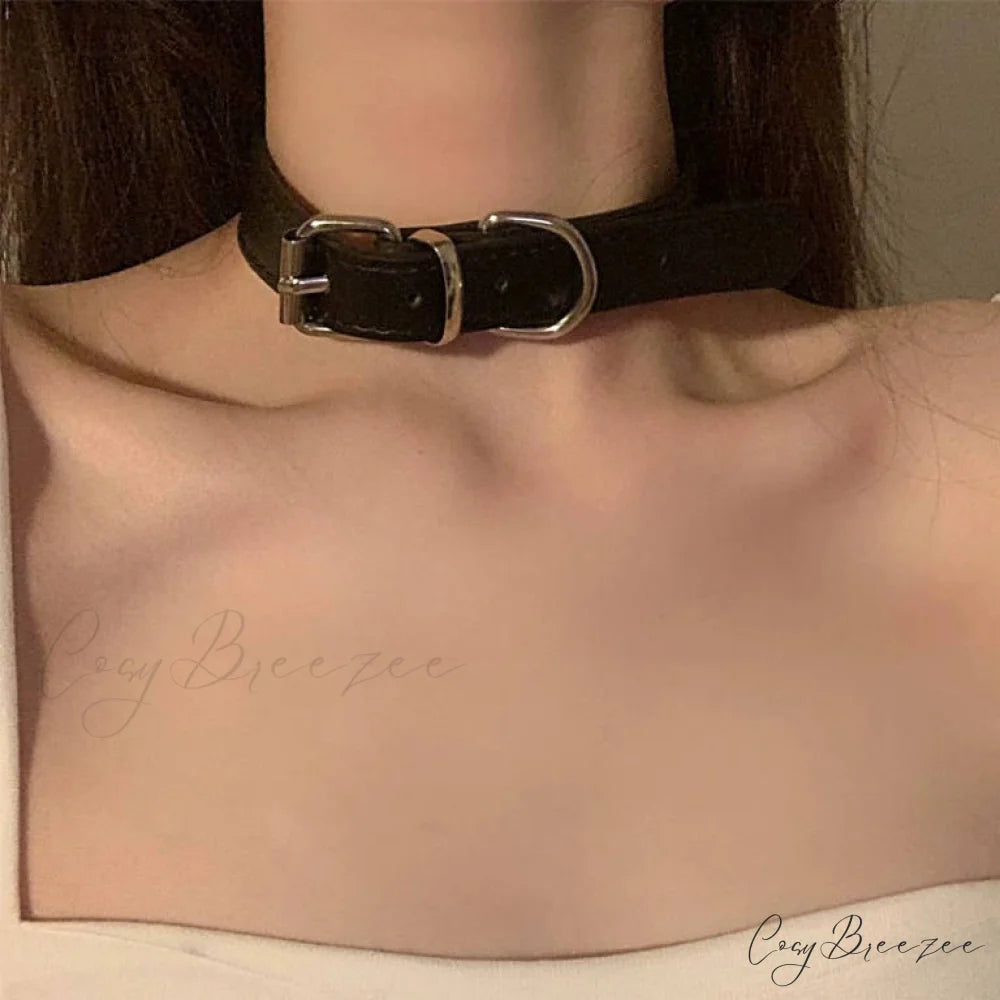 Choker Design Leather Neck Gothic Punk Cool Necklace BLACK