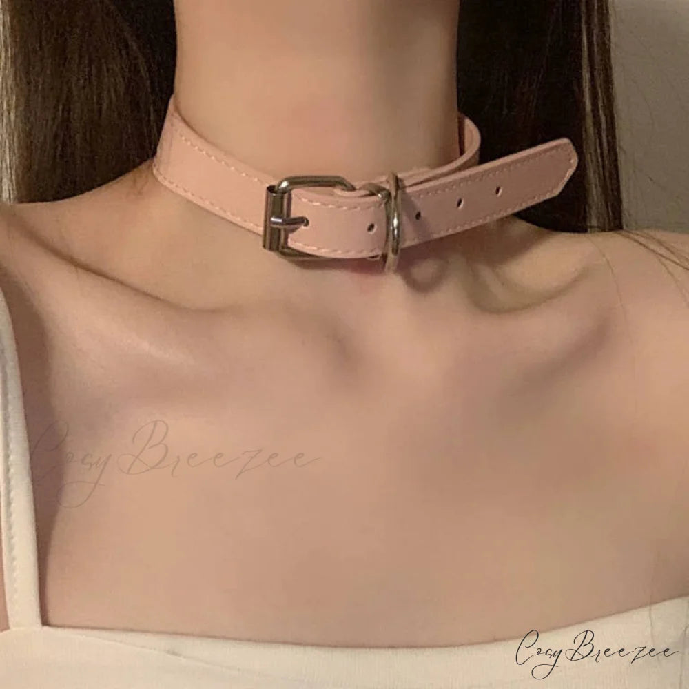 Choker Design Leather Neck Gothic Punk Cool Necklace PINK