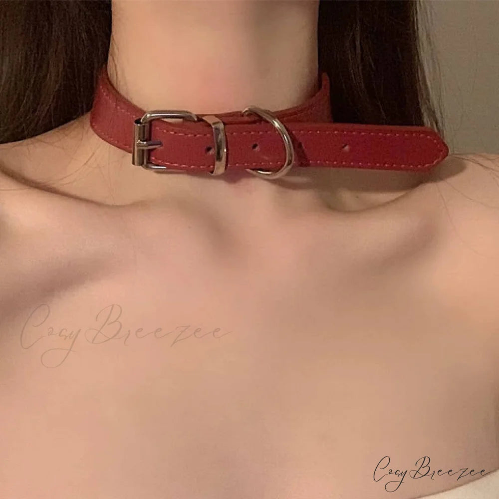 Choker Design Leather Neck Gothic Punk Cool Necklace RED