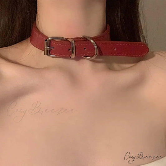 Choker Design Leather Neck Gothic Punk Cool Necklace RED