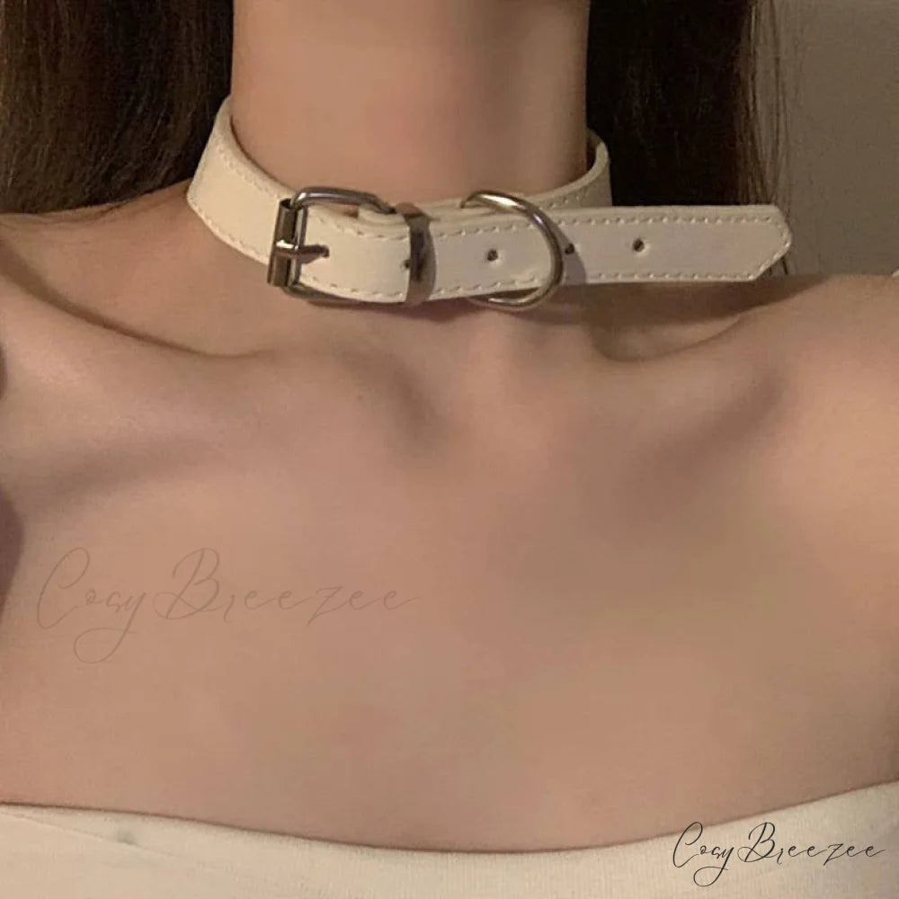 Choker Design Leather Neck Gothic Punk Cool Necklace WHITE