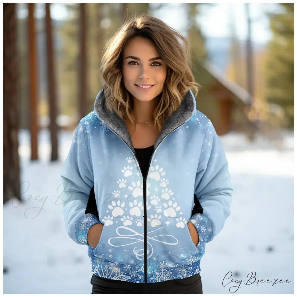 Christmas Sequin Splicing Cardigan Coat blue 2 / XXS