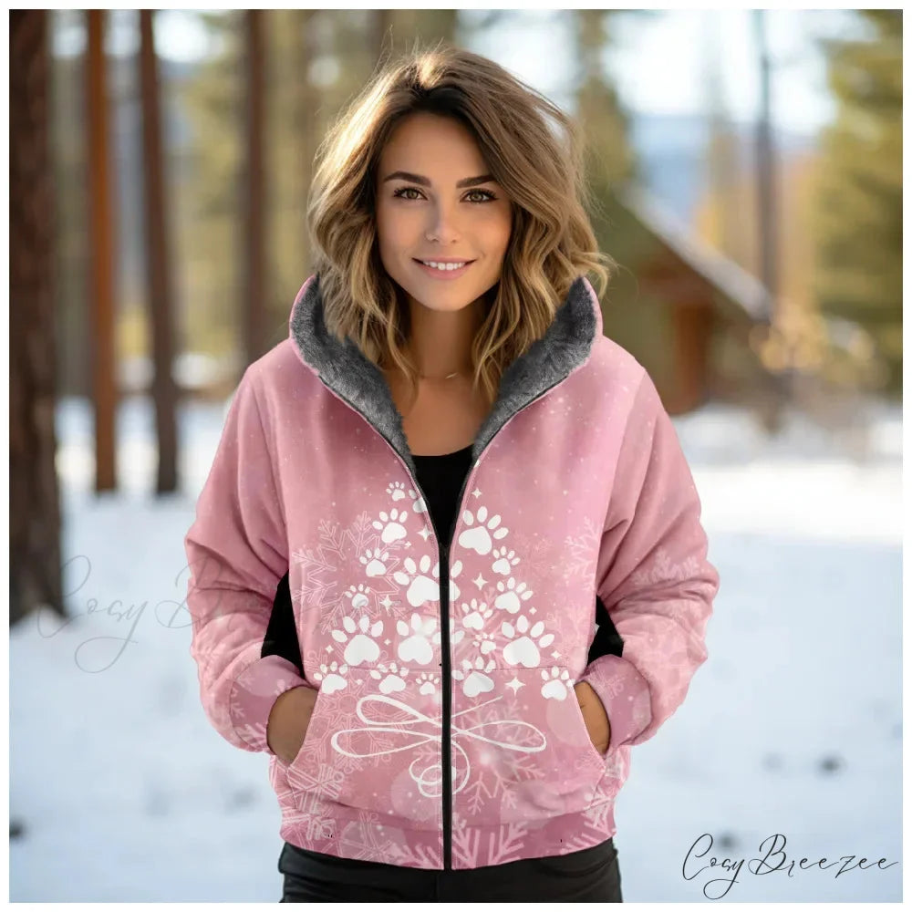 Christmas Sequin Splicing Cardigan Coat pink 1 / XXS