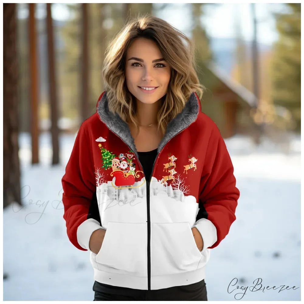 Christmas Sequin Splicing Cardigan Coat red 2 / XXS